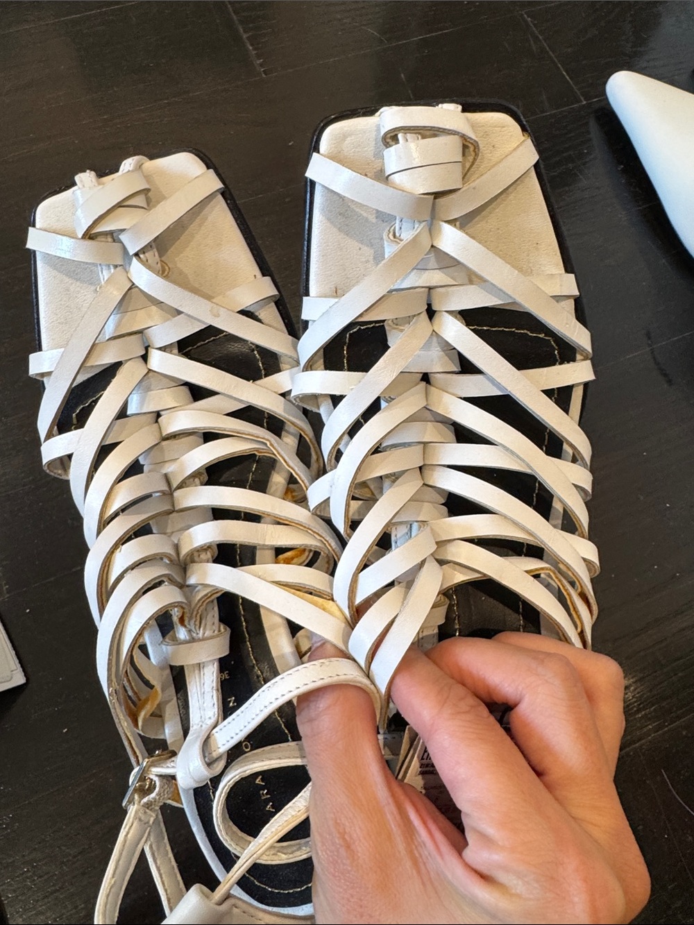 Zara White Strappy Gladiator Sandals - Picture 3 of 4